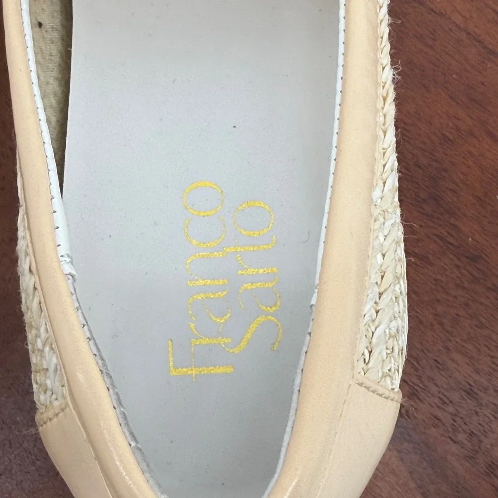 Franco Sarto Carney3 Beige Woven Raffia Tassel Lug Sole Loafers Womens 8M EUR 38